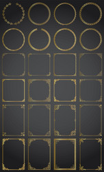 big gold set of decorative rectangle square vector