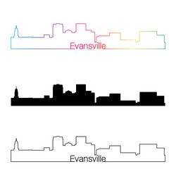 Evansville Skyline Rainbow Silhouette Vector Image