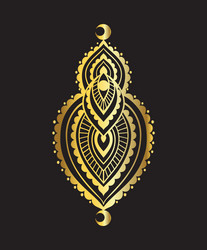 Moon gold mystical mandala lotus logo vector