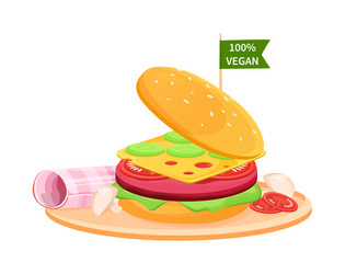 ake meat burger artificial cultured concept vector