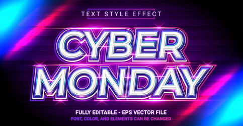 editable text effect with cyber monday theme vector image