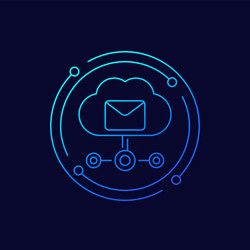 email automation saas icon with a cloud linear vector image