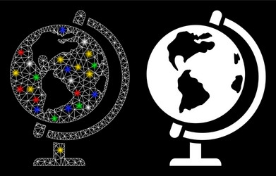 flare mesh wire frame globe icon with spots vector image