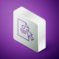 isometric line document and cursor icon isolated vector image