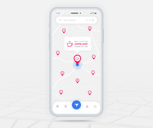 map gps navigation coffee shop app ux ui concept vector