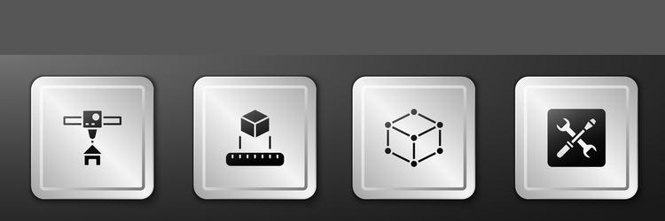 set 3d printer house isometric cube and setting vector image
