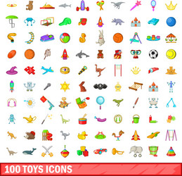 100 toys icons set cartoon style vector