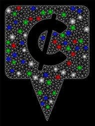 bright mesh carcass cent map pointer with flash vector image