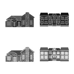 isolated object of building and front sign set vector image