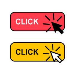 Set of click here web button internet flat vector