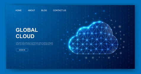 Cloud 3d polygonal website template database vector