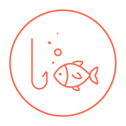 fish with hook line icon vector