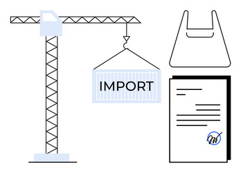 import process with crane shipping container vector image