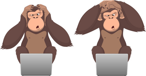 monkey and computer vector image