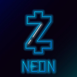 blue glowing neon line cryptocurrency coin zcash vector