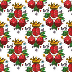 seamless pattern with a picture of dice golden vector image