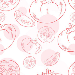 seamless pattern with tomato and its slice vector image
