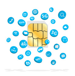 sim card with connection apps icon floating vector image