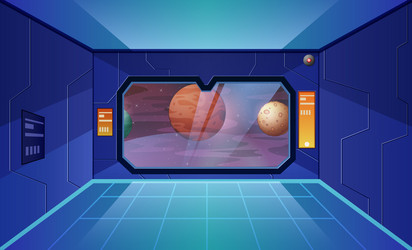 big shuttle window on spaceship with view of other vector image