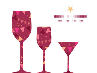 christmas decorations flags three wine glasses vector