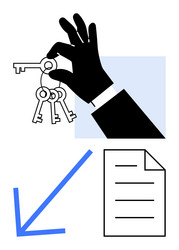 hand holding keys with document and arrow vector image