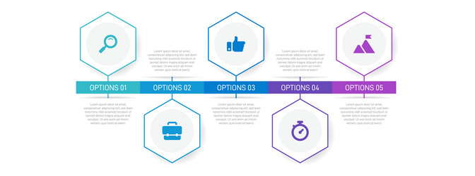 Horizontal progress bar featuring 5 arrow-shaped Vector Image
