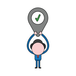 businessman character holding up map pointer vector image