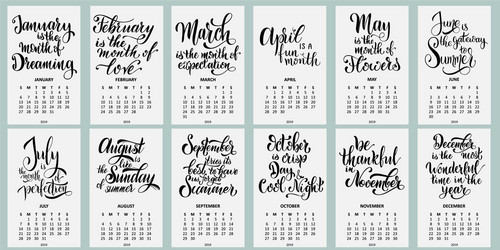 Calendar 2019 week starts on sunday vector