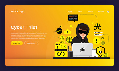 Mock-up design website flat concept hacker vector