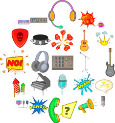 Musical composition icons set cartoon style vector