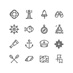 Nautical sea icon set Royalty Free Vector Image