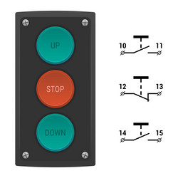 push button station switch with wiring diagram vector image