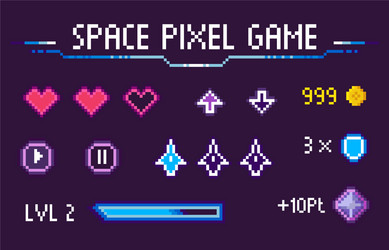 8-Bit Pixel Heart Game Icons vector image