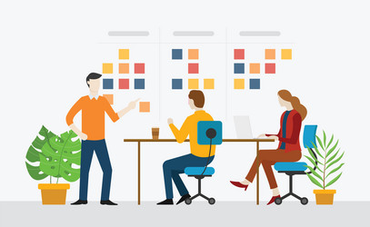 Agile Team Brainstorming with Sticky Notes vector image