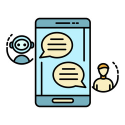 chat bot talk smartphone icon color outline vector image