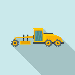 Grader machine vehicle icon flat style vector