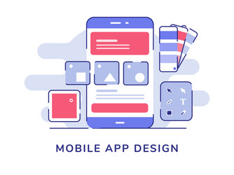 mobile app design ui wireframe on display vector image