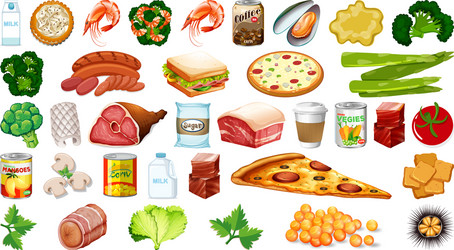 Set isolated objects theme - food Royalty Free Vector Image
