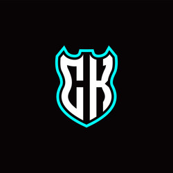 c k initial logo design with shield shape vector image