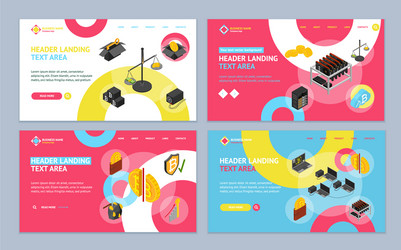 cryptocurrency mining blockchain 3d landing web vector image