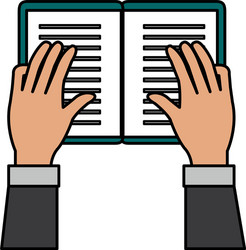 hands reader with text book school icon vector image