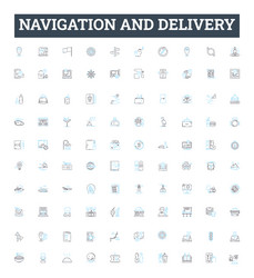 navigation and delivery line icons set vector image