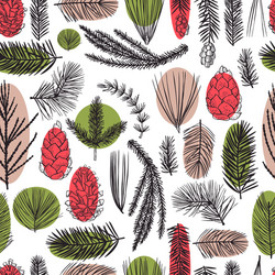 seamless pattern with hand drawn branches vector image