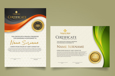 set modern certificate template with flow lines vector image