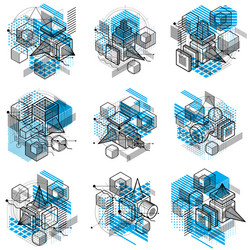 Abstract backgrounds with isometric elements vector