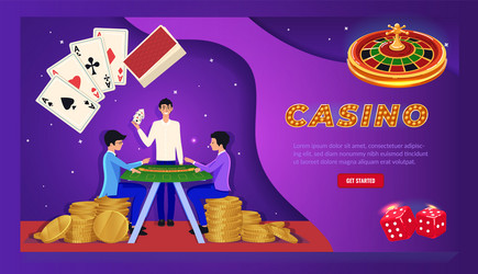 casino gambling win game players with poker cards vector