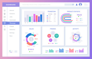 Dashboard Data Charts Statistics Template vector image