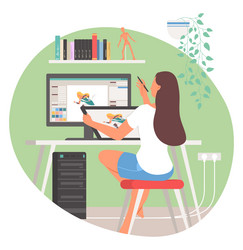 graphic art design female artist in office vector