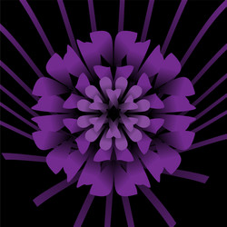 Purple flower in optical art style on black vector