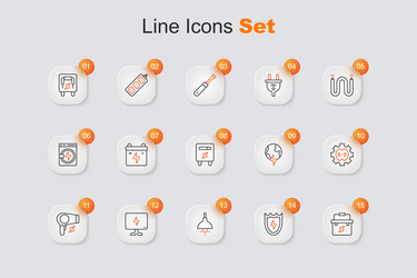 set line toolbox electrician lightning and shield vector image